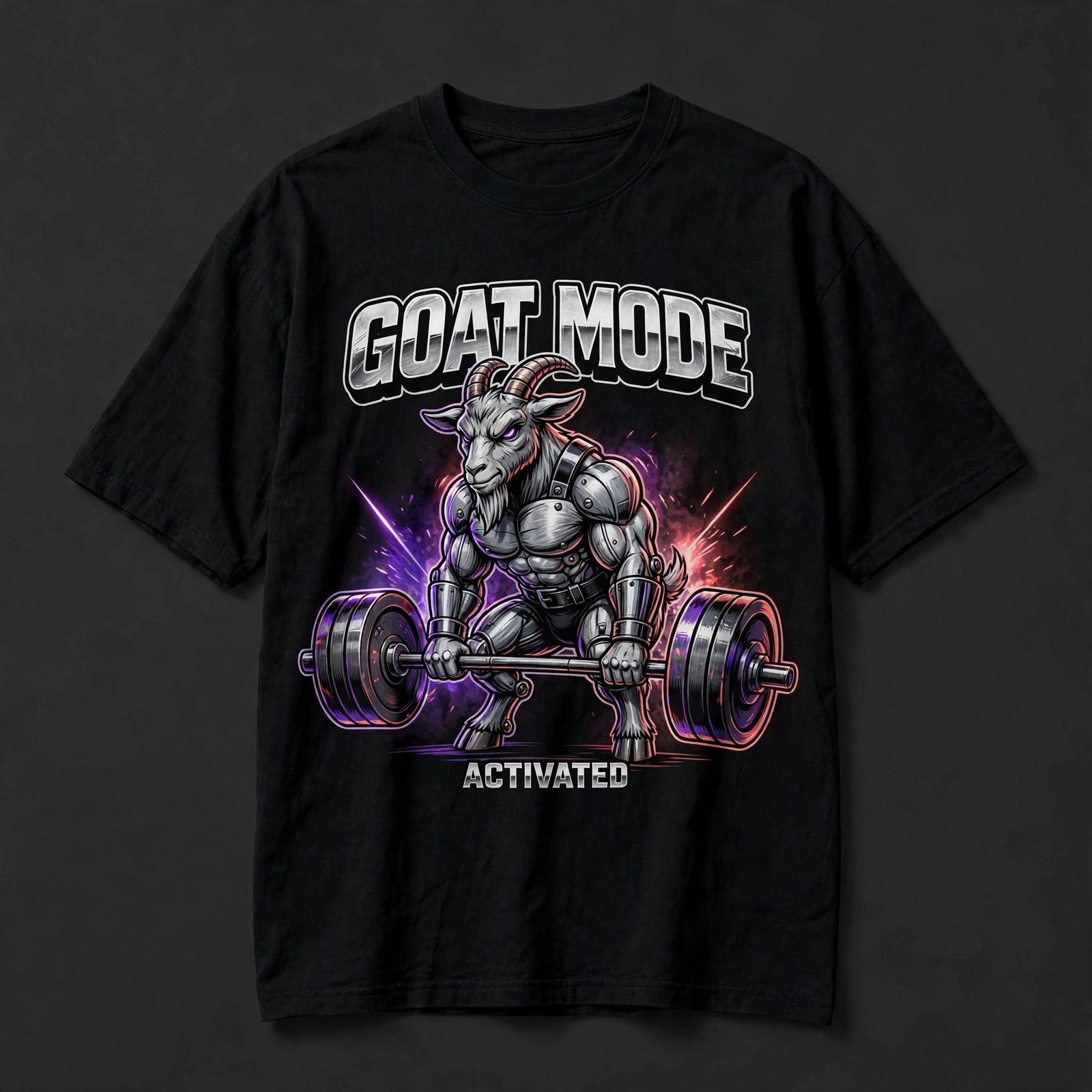 GOAT MODE: Activated — oversized pump cover tee mockup