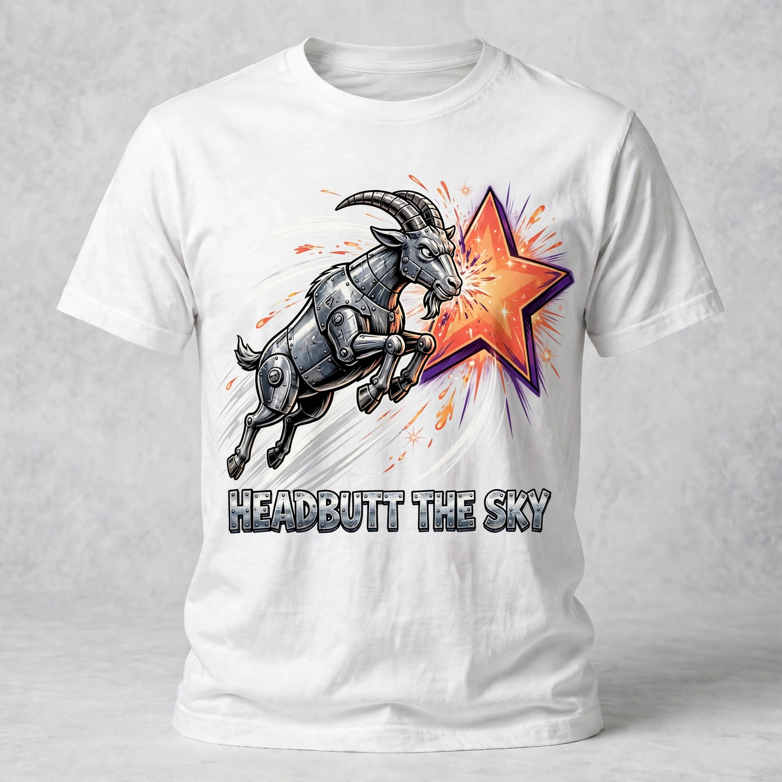 Headbutt The Sky — white tee mockup